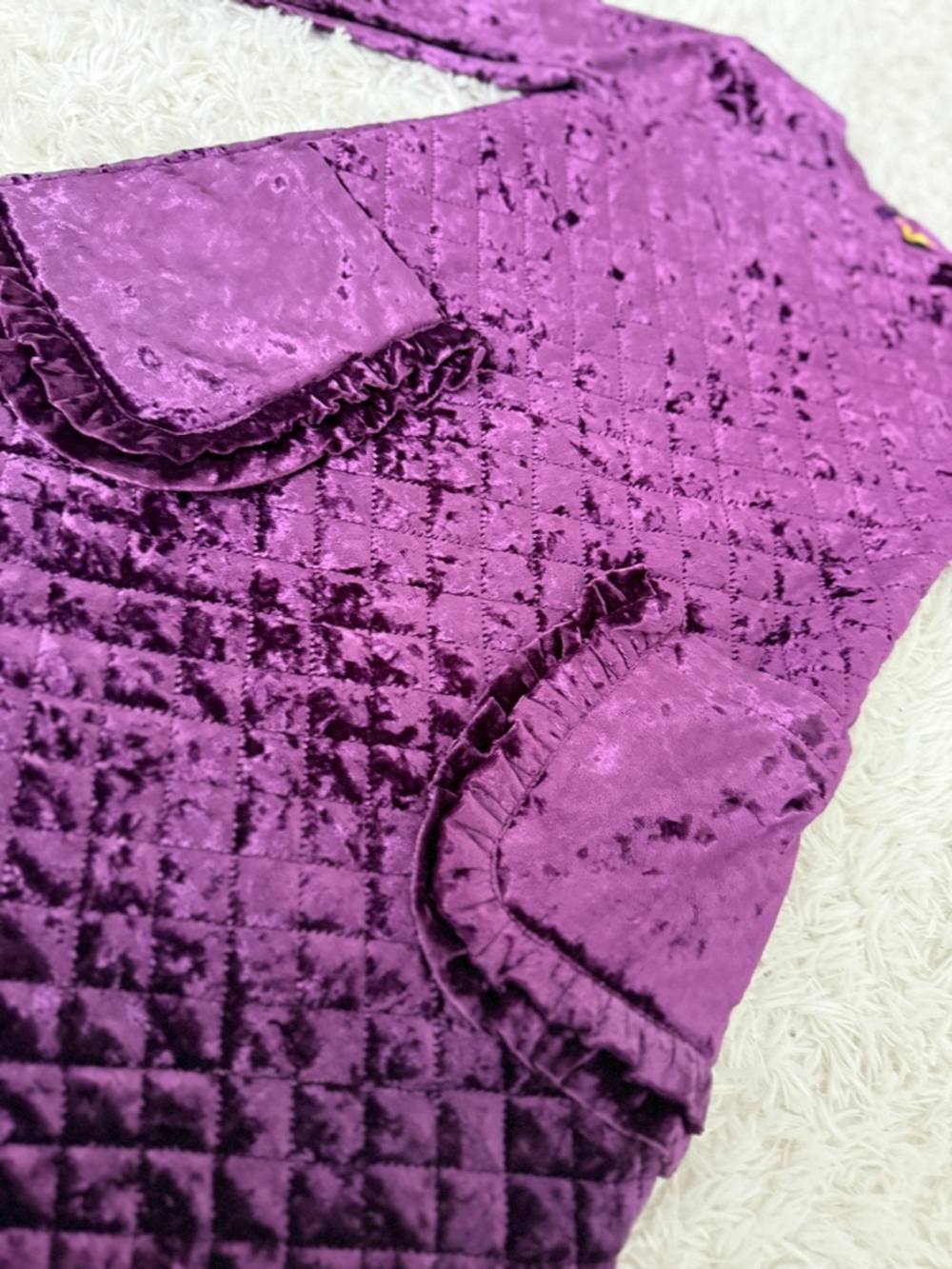 Kidichic Purple Velvet Quilted Dress Size 8 Girls - Picture 2 of 5